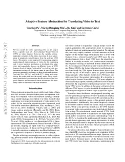 Adaptive Feature Abstraction for Translating Video to Text