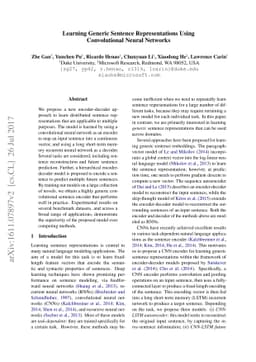 Learning Generic Sentence Representations Using Convolutional Neural
  Networks