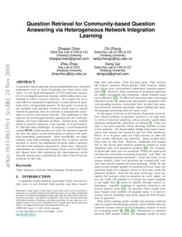 Question Retrieval for Community-based Question Answering via
  Heterogeneous Network Integration Learning