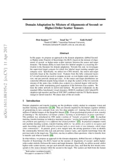 Domain Adaptation by Mixture of Alignments of Second- or Higher-Order
  Scatter Tensors