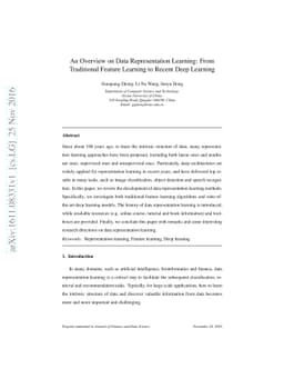 An Overview on Data Representation Learning: From Traditional Feature
  Learning to Recent Deep Learning