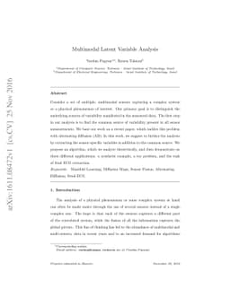 Multimodal Latent Variable Analysis