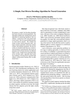 A Simple, Fast Diverse Decoding Algorithm for Neural Generation