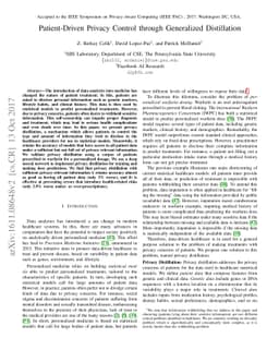 Patient-Driven Privacy Control through Generalized Distillation