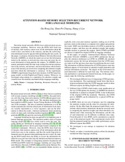 Attention-based Memory Selection Recurrent Network for Language Modeling