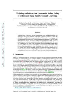 Training an Interactive Humanoid Robot Using Multimodal Deep
  Reinforcement Learning