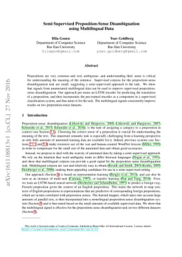 Semi Supervised Preposition-Sense Disambiguation using Multilingual Data
