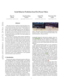 Social Behavior Prediction from First Person Videos