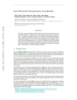 Fast Wavenet Generation Algorithm