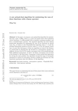 A new primal-dual algorithm for minimizing the sum of three functions
  with a linear operator
