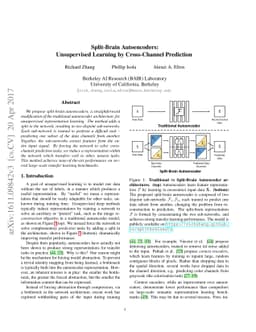 Split-Brain Autoencoders: Unsupervised Learning by Cross-Channel
  Prediction
