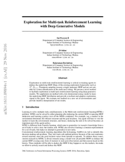 Exploration for Multi-task Reinforcement Learning with Deep Generative
  Models