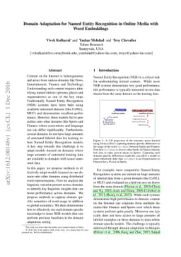 Domain Adaptation for Named Entity Recognition in Online Media with Word
  Embeddings