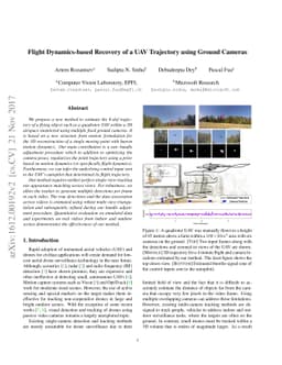 Flight Dynamics-based Recovery of a UAV Trajectory using Ground Cameras
