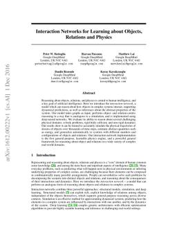 Interaction Networks for Learning about Objects, Relations and Physics