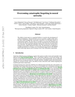 Overcoming catastrophic forgetting in neural networks