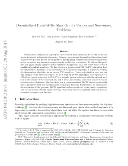 Decentralized Frank-Wolfe Algorithm for Convex and Non-convex Problems