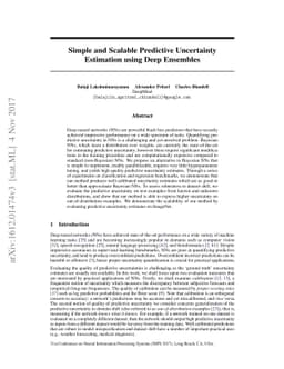 Simple and Scalable Predictive Uncertainty Estimation using Deep
  Ensembles