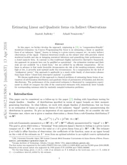 Estimating Linear and Quadratic forms via Indirect Observations