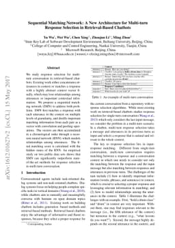 Sequential Matching Network: A New Architecture for Multi-turn Response
  Selection in Retrieval-based Chatbots