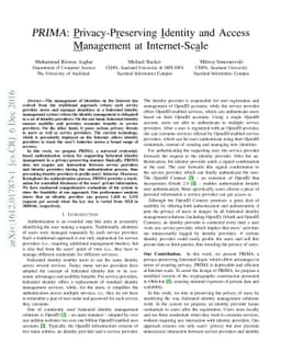 PRIMA: Privacy-Preserving Identity and Access Management at
  Internet-Scale