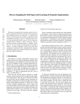 Diverse Sampling for Self-Supervised Learning of Semantic Segmentation