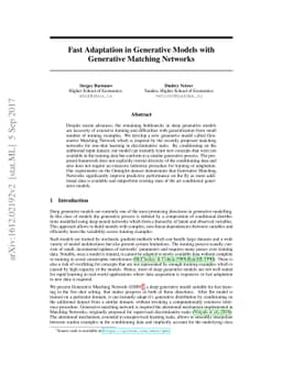 Fast Adaptation in Generative Models with Generative Matching Networks
