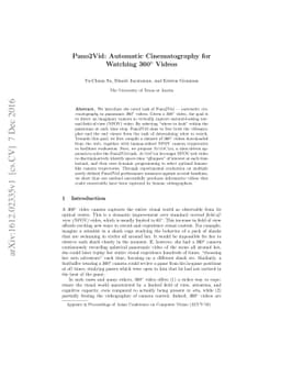 Pano2Vid: Automatic Cinematography for Watching 360$^{\circ}$ Videos