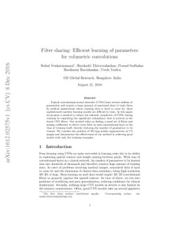Filter sharing: Efficient learning of parameters for volumetric
  convolutions