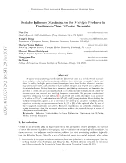 Scalable Influence Maximization for Multiple Products in Continuous-Time
  Diffusion Networks
