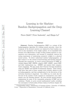 Learning in the Machine: Random Backpropagation and the Deep Learning
  Channel
