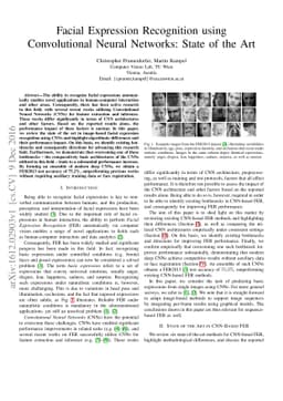 Facial Expression Recognition using Convolutional Neural Networks: State
  of the Art