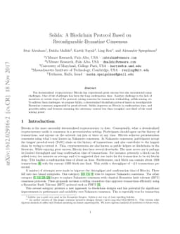 Solida: A Blockchain Protocol Based on Reconfigurable Byzantine
  Consensus