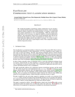 FastText.zip: Compressing text classification models