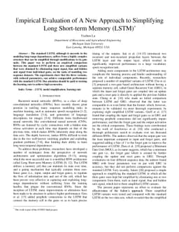 Empirical Evaluation of A New Approach to Simplifying Long Short-term
  Memory (LSTM)