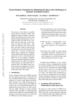 Neural Machine Translation by Minimising the Bayes-risk with Respect to
  Syntactic Translation Lattices
