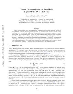 Tensor Decompositions via Two-Mode Higher-Order SVD (HOSVD)