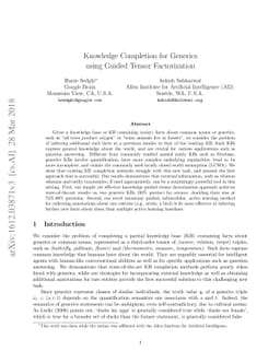 Knowledge Completion for Generics using Guided Tensor Factorization