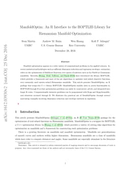 ManifoldOptim: An R Interface to the ROPTLIB Library for Riemannian
  Manifold Optimization