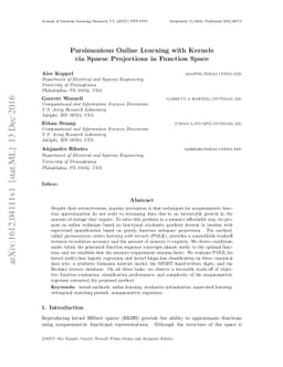 Parsimonious Online Learning with Kernels via Sparse Projections in
  Function Space