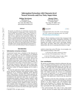 Information Extraction with Character-level Neural Networks and Free
  Noisy Supervision