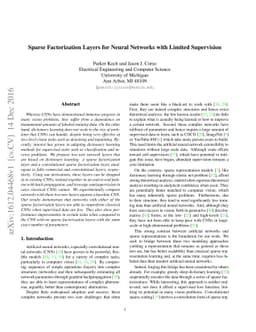 Sparse Factorization Layers for Neural Networks with Limited Supervision