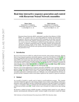 Real-time interactive sequence generation and control with Recurrent
  Neural Network ensembles