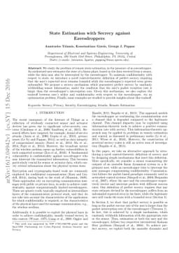 State Estimation with Secrecy against Eavesdroppers