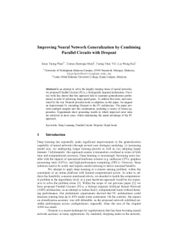 Improving Neural Network Generalization by Combining Parallel Circuits
  with Dropout