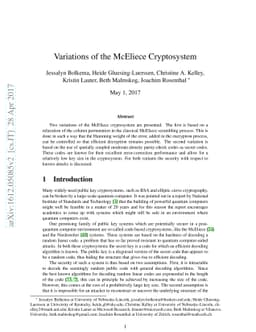 Variations of the McEliece Cryptosystem