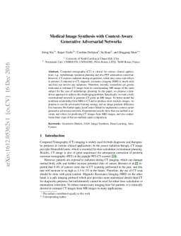 Medical Image Synthesis with Context-Aware Generative Adversarial
  Networks