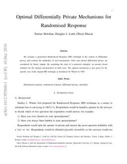 Optimal Differentially Private Mechanisms for Randomised Response