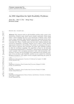 An MM Algorithm for Split Feasibility Problems
