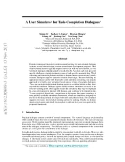 A User Simulator for Task-Completion Dialogues